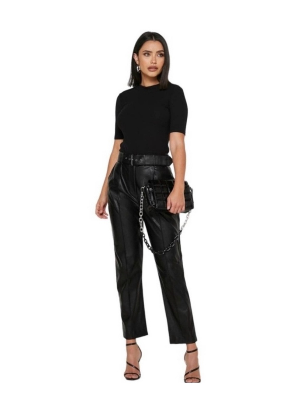Ted Baker London - Black Faux Leather High-Waist Pants
